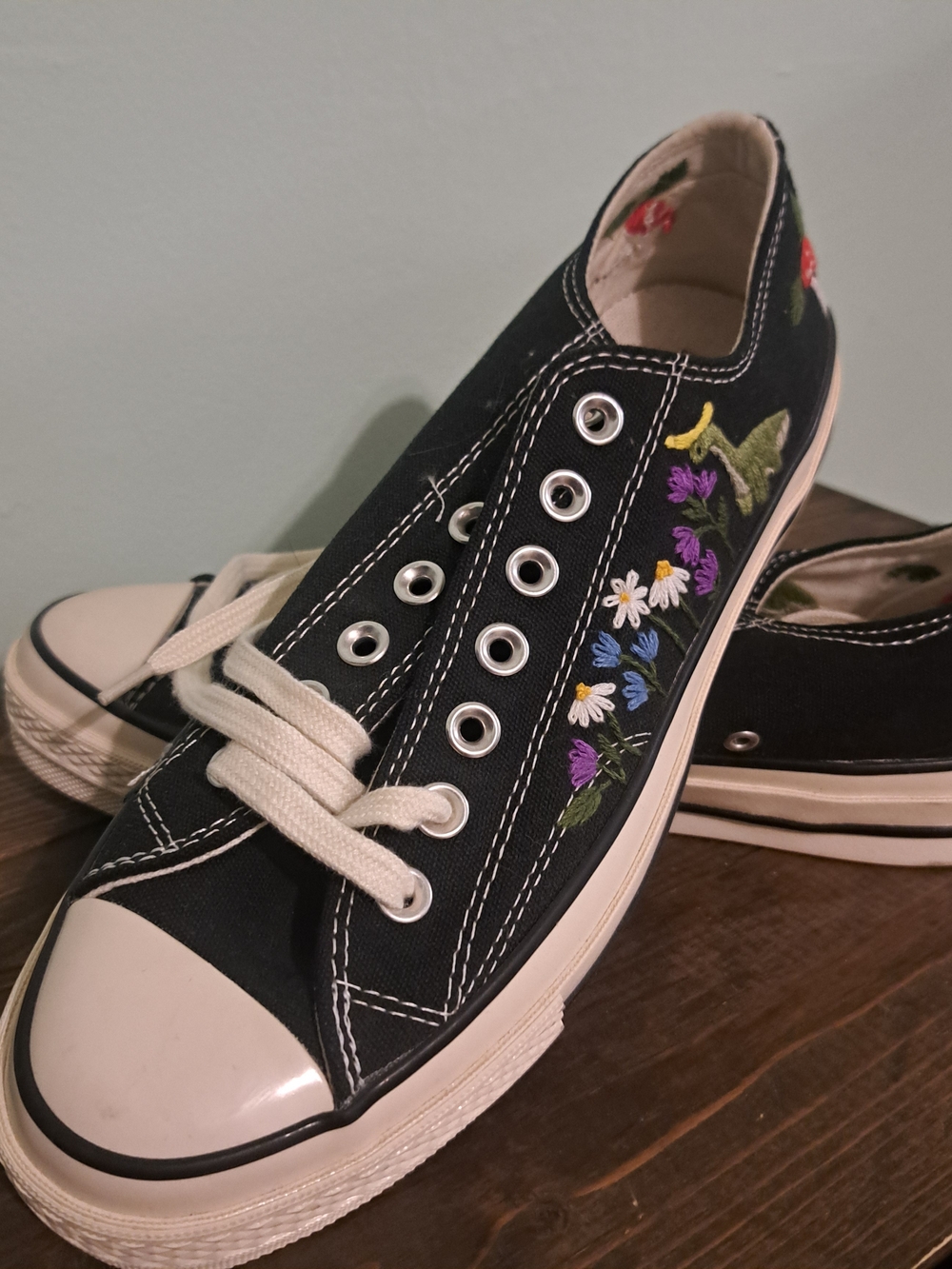Black Embroidered Converse Sneakers